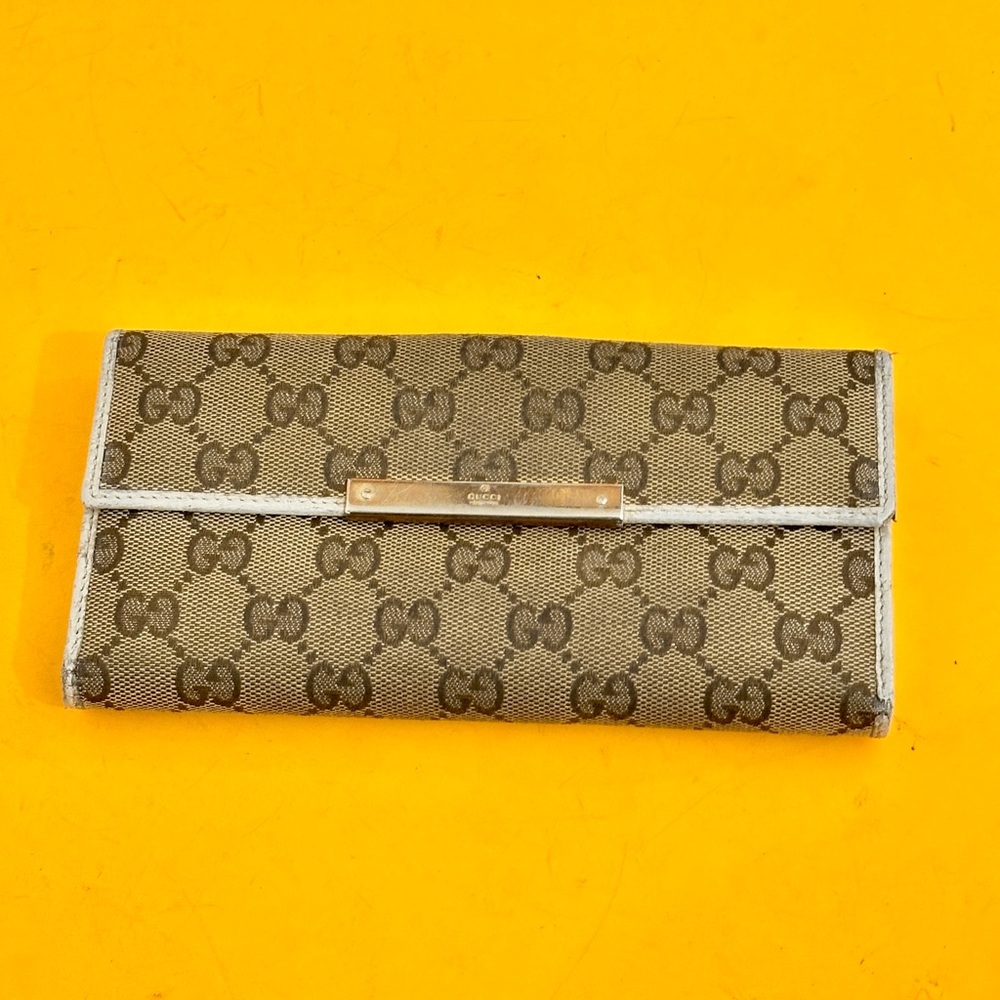 Gucci Tan and Brown Monogram Wallet
